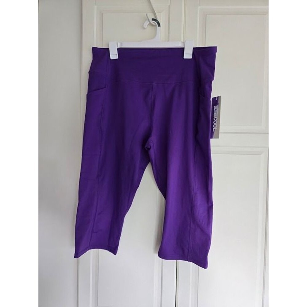 32 Degrees Athletic Capri Leggings with Pockets - Royal Purple - Womens XXL NEW